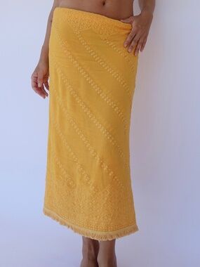 Golden yellow embroidered wrap
